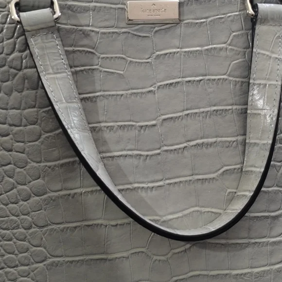Kate Spade Gray Crocodile-Embossed Shoulder Bag - Picture 12 of 14